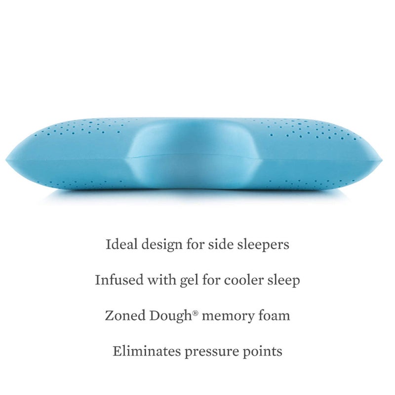MALOUF Z Shoulder Zoned Dough Memory Foam Pillow - Gel Infused - Premium Tencel Cover - 5 Year U.S. Warranty - Mid Loft - King, Blue - Image 2